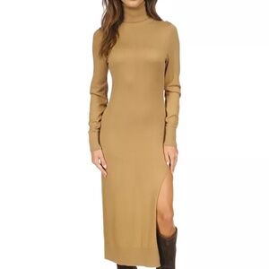 MICHAEL Michael Kors Camel Ribbed Turtleneck Sweater Dress – XL